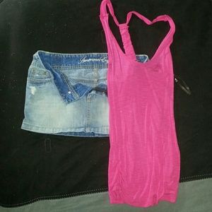 American eagle skirt and weasel shirt bundle