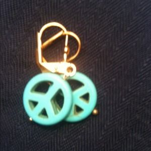 Turquoise Peace Sign Earrings