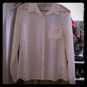 Cream/gold polka dot blouse