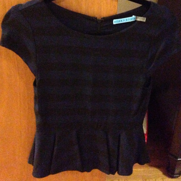 Black and navy peplum top