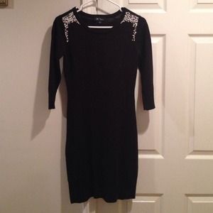 Black shoulder beaded dress small