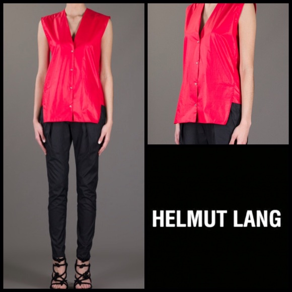 NWT Helmut Lang Red Blouse Hi-Low - Picture 1 of 4