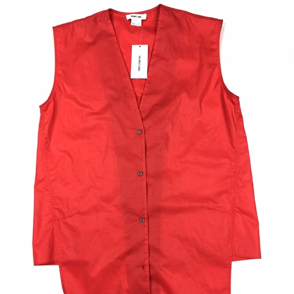 NWT Helmut Lang Red Blouse Hi-Low - Picture 2 of 4