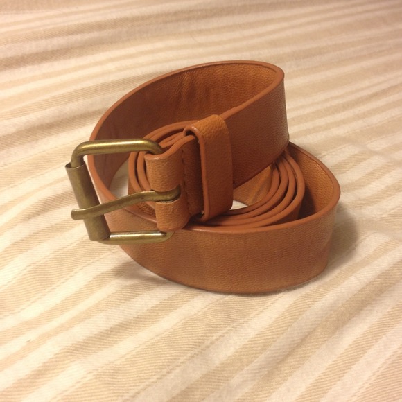 Skinny brown leather belt