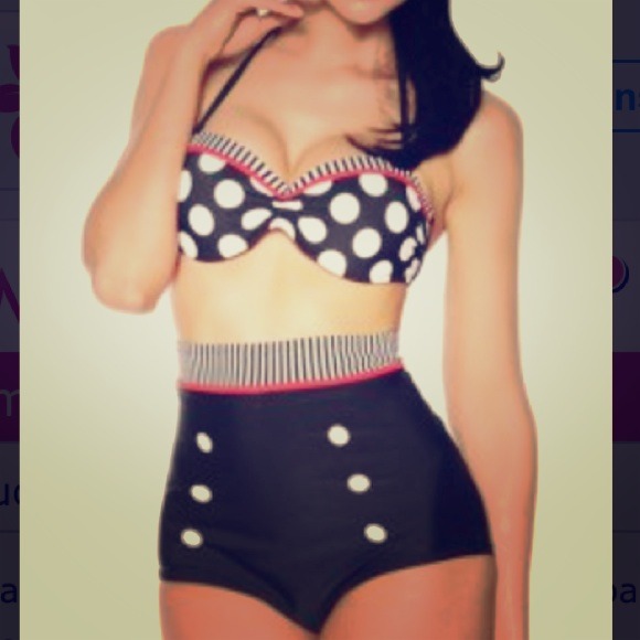 🚫sold Retro style high waisted swim suit.