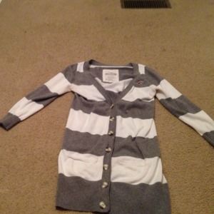 Hollister White and gray cardigan