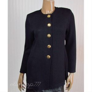 St. John Marie Gray Black Santana Knit Cardigan