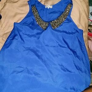 Blue silk tank top