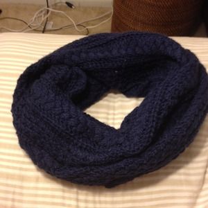Navy blue knitted circle scarf