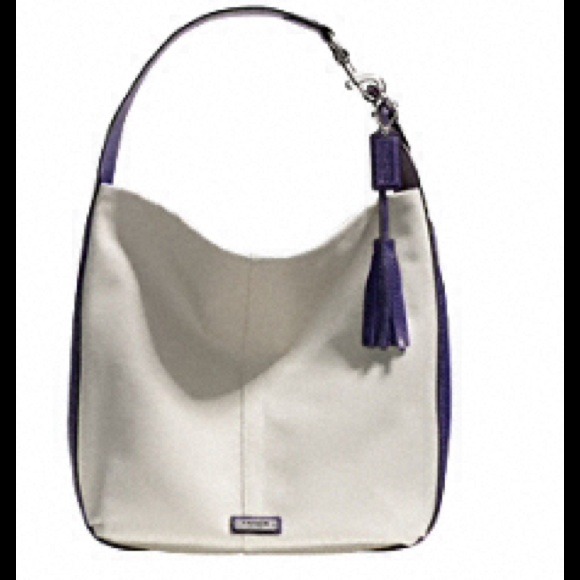 🎉2xHOST Pick🎉Navy Leather/Canvas Hobo - Picture 3 of 4