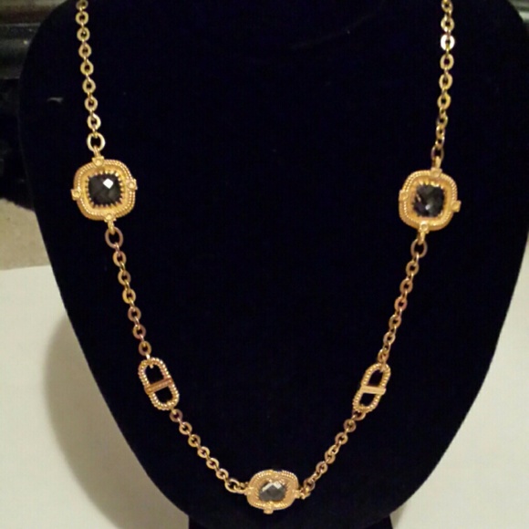 Rebecca Minkoff crystal gold plated chain necklace
