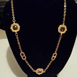 Rebecca Minkoff crystal gold plated chain necklace