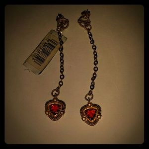 Rebecca minkoff red crystal droop earrings