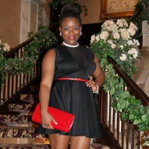 Black mesh skater dress