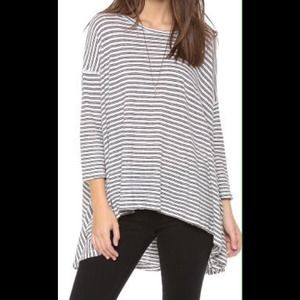 Free People Black&White Striped Flowy Top