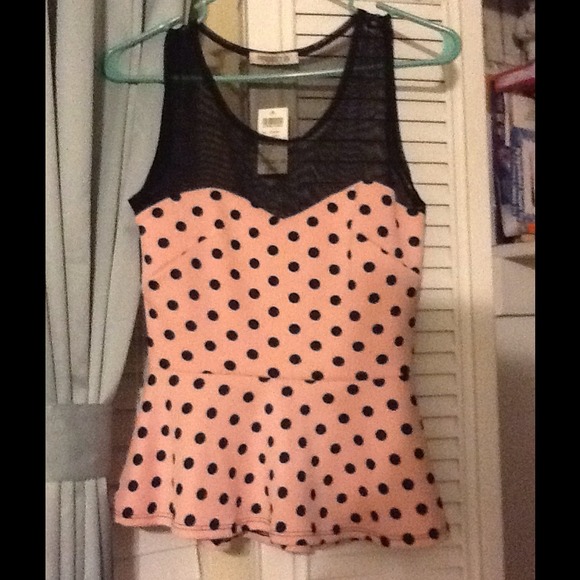 💖HP 7/23💖Arden B Pink and Black Peplum Top - Picture 2 of 4