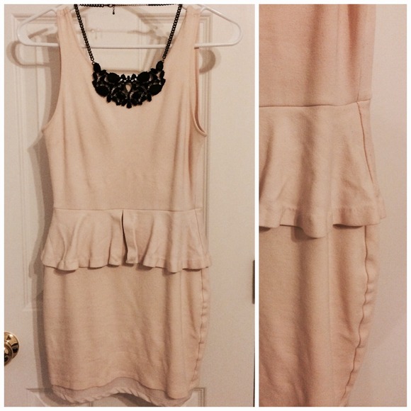 ZARA Sleeveless Peplum Bodycon Dress in Blush Pink