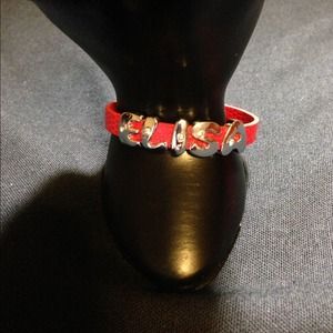 ELISA Initial Bracelet – Red Strap