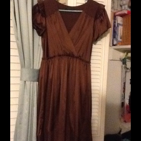 💕BCBGMaxAzria Silk Chocolate Brown Dress - Picture 2 of 4