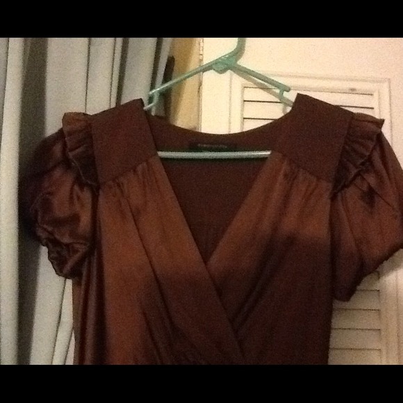 💕BCBGMaxAzria Silk Chocolate Brown Dress - Picture 4 of 4