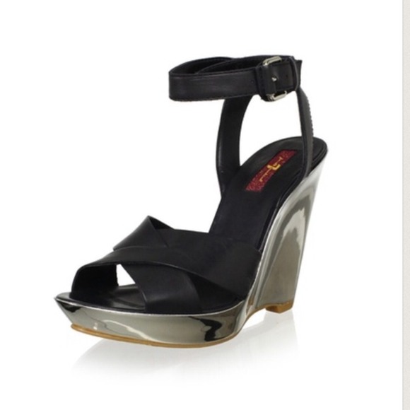 7 For All Mankind Metallic Leather Wedge - Picture 2 of 4