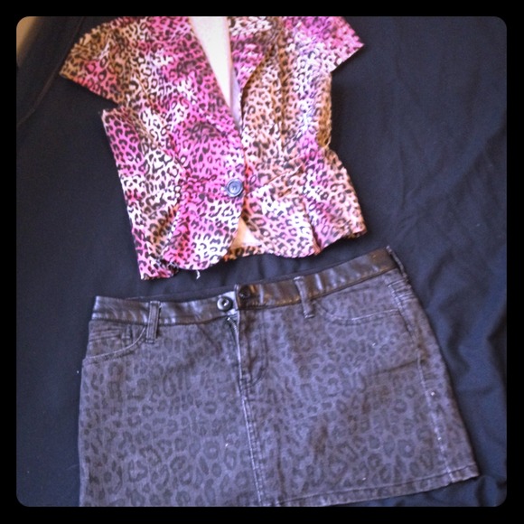 west with mini leopard print mini skirt