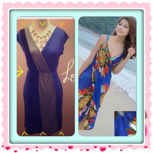 🌸BUNDLE Dress and 1 blue beach cover up!