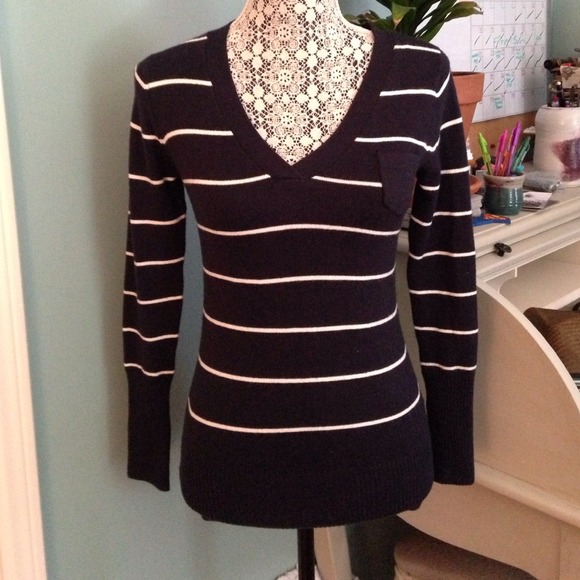 Navy and white striped sweater-sold on vinted