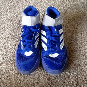 Blue Adidas wrestling shoes