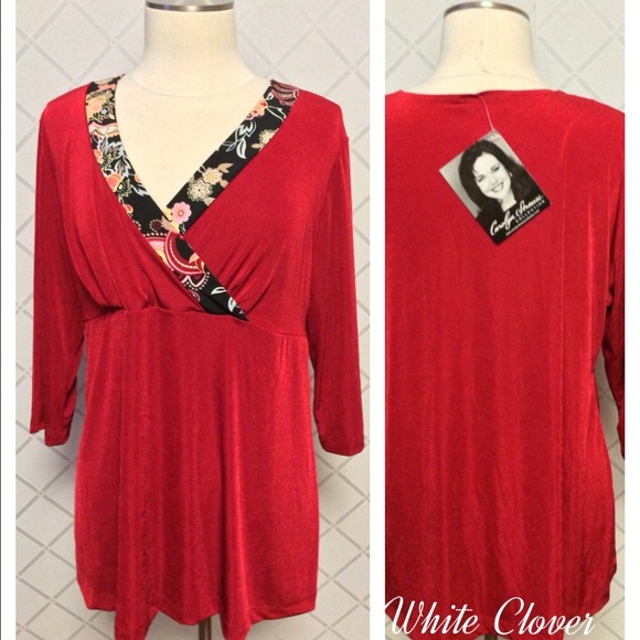 Carolyn Strauss red slinky top ❤️❤️