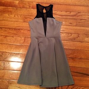 Solemio Charcoal Grey and Black Mesh Dress