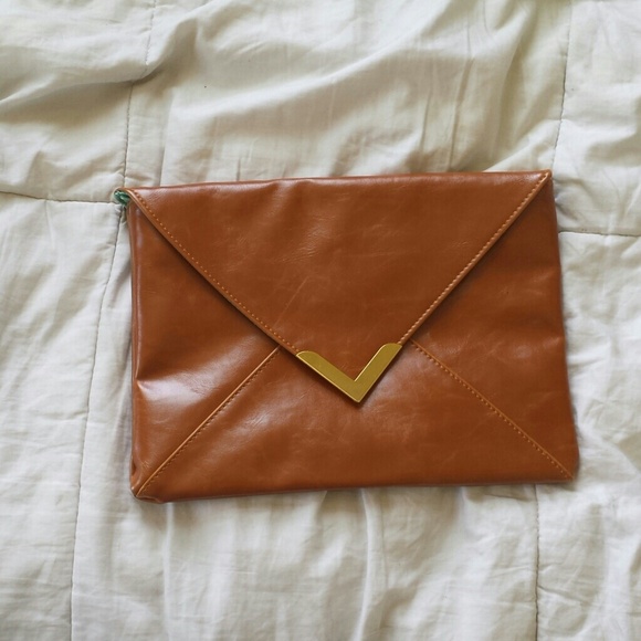 Clutches & Wallets - Brown with gold.side purse.