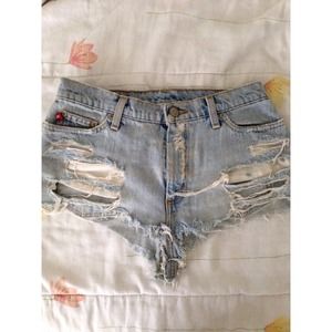 Distressed high waisted shorts