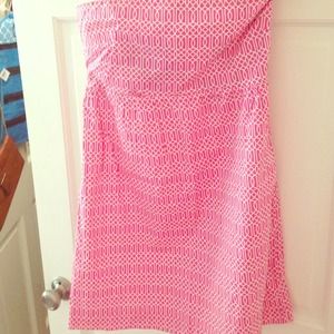 Pink pattern strapless summer dress