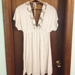 Hippie styled cream colored dress