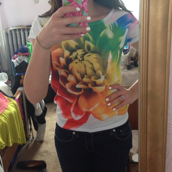 Aeropostale rainbow flower top