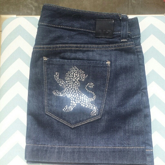 X2 by Express dark Jean skirt with rhinestones