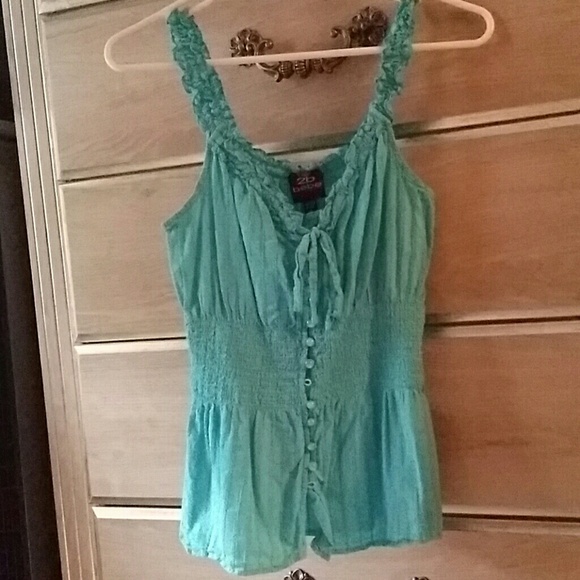 2b bebe Turquoise Ruched Tank Top