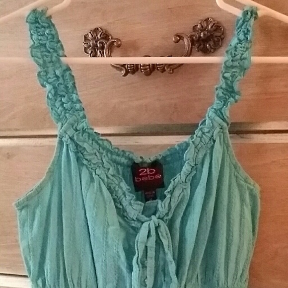 2b bebe Turquoise Ruched Tank Top - Picture 2 of 4