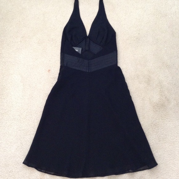 NWT EXPRESS COCKTAIL BLACK HALTER SILK DRESS - Picture 3 of 4