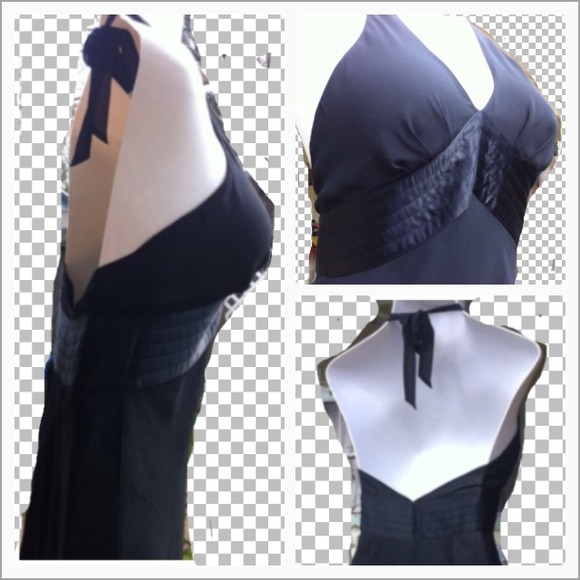 NWT EXPRESS COCKTAIL BLACK HALTER SILK DRESS - Picture 4 of 4