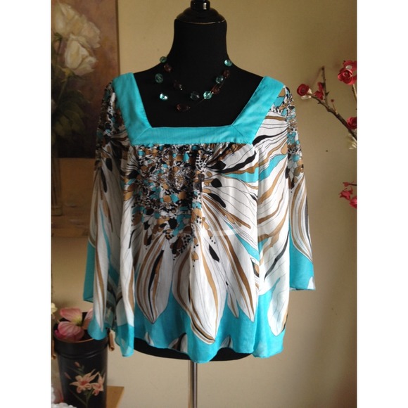 Teal Butterfly Blouse