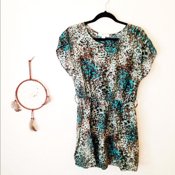 Turquoise and Leopard Dress