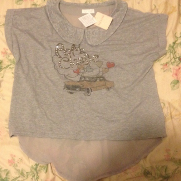 Liz Lisa grey lace Peter Pan collar chiffon back