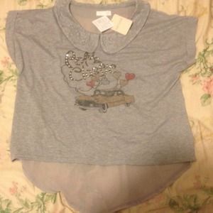 Liz Lisa grey lace Peter Pan collar chiffon back