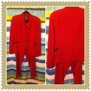 Red and black pant suit