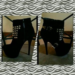Black and gold studded Bootie