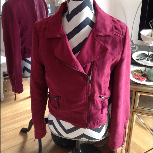 Fuchsia faux suede jacket