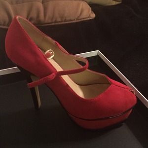 YSL Red Suede Pumps