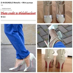 Metallic/Mint Suede Pumps